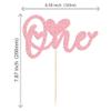 1Pcs Valentine's Day One Cake Topper with Heart Pink Glitter Sweet Love First Valentines Cake Picks Decorations for 1st Valentine's Day Theme Wedding Bridal Shower Birthday Party Supplies view 2
