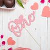 1Pcs Valentine's Day One Cake Topper with Heart Pink Glitter Sweet Love First Valentines Cake Picks Decorations for 1st Valentine's Day Theme Wedding Bridal Shower Birthday Party Supplies view 3