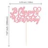 1 Pack Happy Birthday Cake Topper with Love Heart Glitter Valentine's Day Cake Picks Love Theme Baby Shower Kids Birthday Party Cake Decorations Supplies Pink view 2