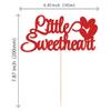 1Pcs Little Sweetheart Cake Topper Red Glitter Sweet Love Wedding Bridal Shower Valentine's Day Cake Picks Valentine's Day Theme Baby Shower Kids Birthday Party Cake Decorations Supplies view 2