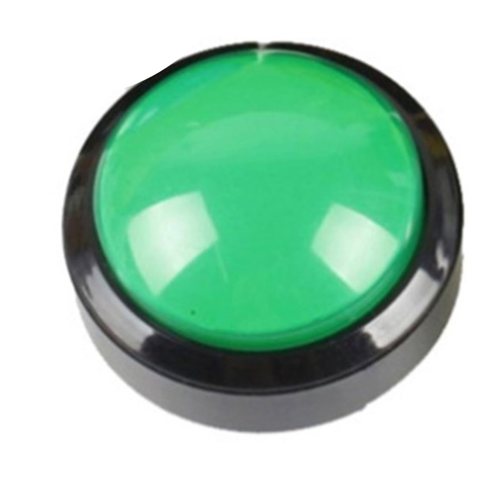 1PCS Arcade Button 5 Colors LED Light Lamp 60MM Convexity Big Round Arcade Video Game Player Push Button Switch(Green)