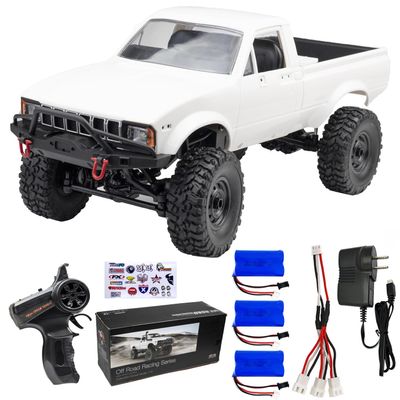 LEOSO WPL C24 1/16 RC Rock Crawler Truck 4x4 with 3 Upgraded 1200mah Battery 2.4GHz 4WD Remote Control Off-Road Pick-up Truck RTR for Men (White)