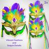 LUX TRENDS Set of 2 Mardi Gras Masquerade Mask Feathers Venetian Carnival Mask for Carnival Halloween Cosplay Party for Women (Feather) view 2