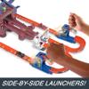 Hot Wheels RacerVerse Toy Car Track Set, Spider-Mans Web-Slinging Speedway, 2 1:64 Scale Racers: Spider-Man & Black Panther view 3