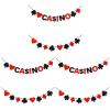 Abaodam 6 pcs Hanging Pocker Red Supplies Poker Vegas Theme Flag Bunting Las Favors Playing Nonwovens Paper Decoration Card Game Creative Banner Birthday Black Garland Party view 1