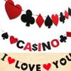 Abaodam 6 pcs Hanging Pocker Red Supplies Poker Vegas Theme Flag Bunting Las Favors Playing Nonwovens Paper Decoration Card Game Creative Banner Birthday Black Garland Party view 2