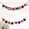 Abaodam 6 pcs Hanging Pocker Red Supplies Poker Vegas Theme Flag Bunting Las Favors Playing Nonwovens Paper Decoration Card Game Creative Banner Birthday Black Garland Party view 4