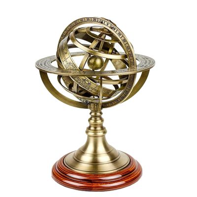 Antique Brass Armillary Globe Engraved 8 Inch, Brown Vintage Antique Nautical Arrow World Astrolabe Zodiac Decor Table Desktop Home & Office Decor By NEXUS CENTER