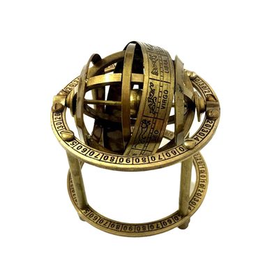 Antique Brass Engraved Armillary Sphere Astrolabe Maritime Nautical Antique Arrow World Astrolabe Zodiac Decor Table Desktop Home & Office Decor By NEXUS CENTER