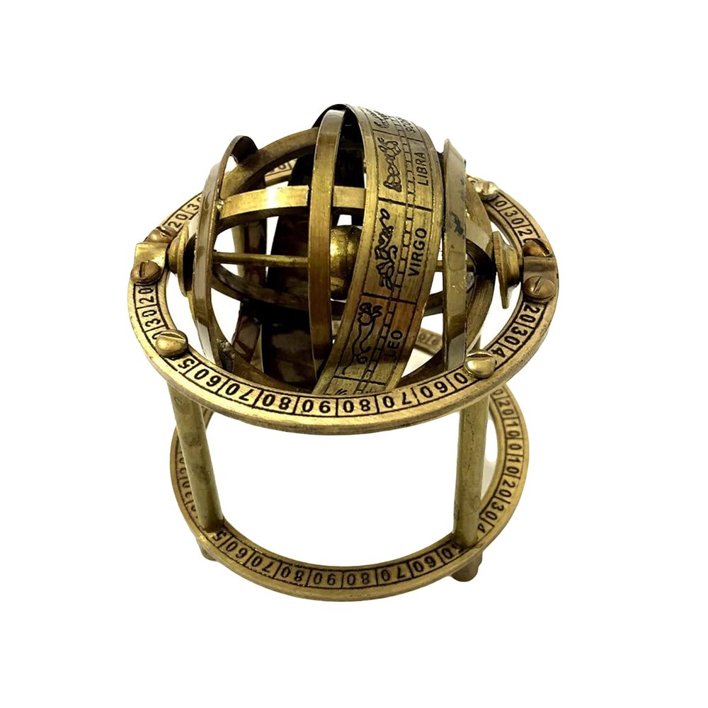 Antique Brass Engraved Armillary Sphere Astrolabe Maritime Nautical Antique Arrow World Astrolabe Zodiac Decor Table Desktop Home & Office Decor By NEXUS CENTER