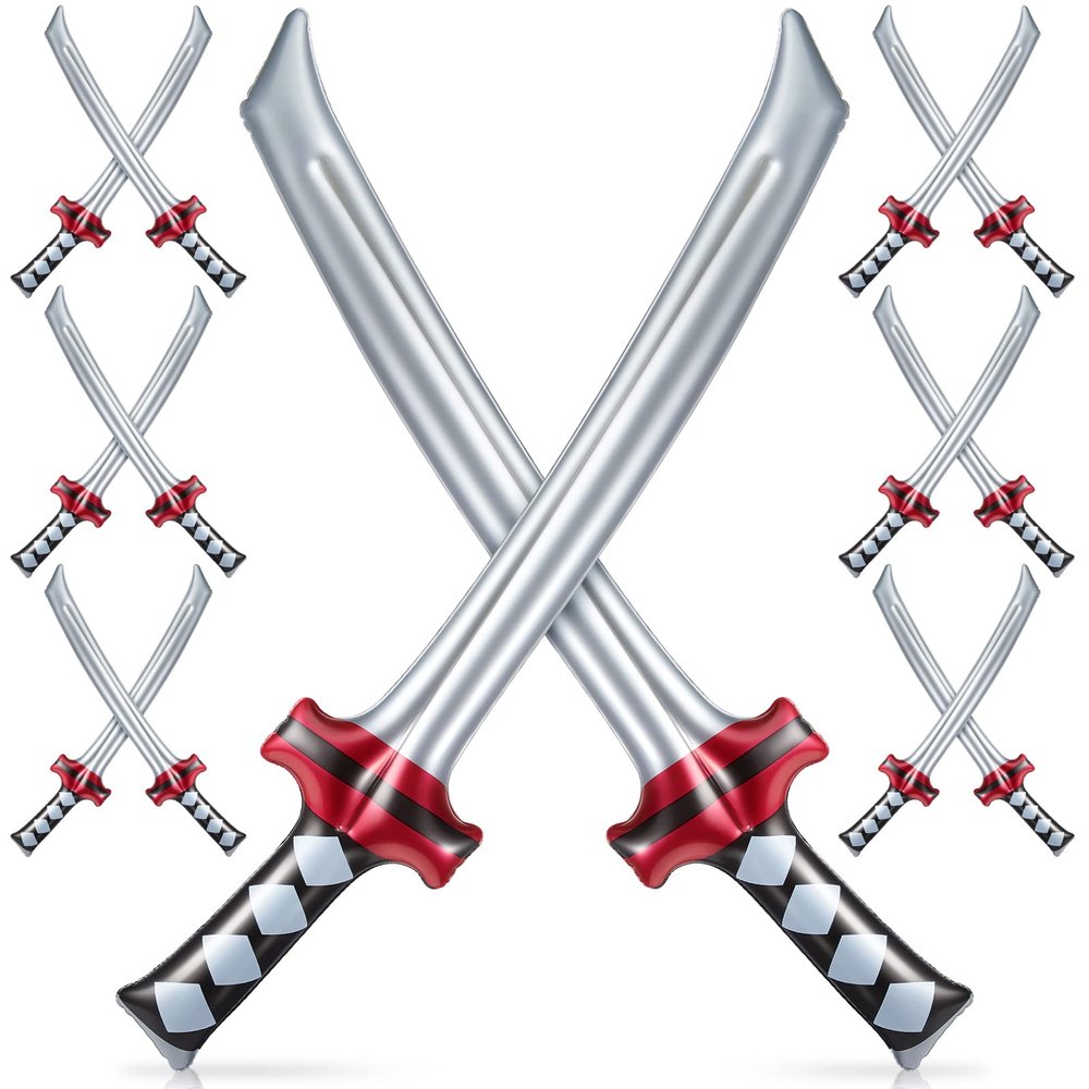 Deekin Ninja Inflatable Sword Ninja Samurai Inflatable Swords Katana Toy Blow up Samurai Toy Costume Accessories for Girls and Boys Birthday Theme Party(24 Pcs)