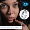 Anxiety Ring for Women - Evil Eye Fidget Spinner Ring in Stainless Steel Silver, Size 9 view 3