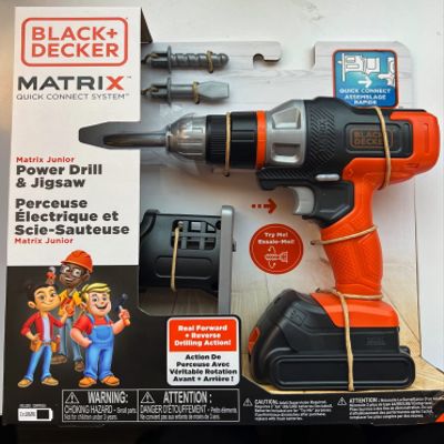 BLACK+DECKER Matrix Jr Power Drill & Jigsaw Kids Tool Play Toy Forward & Reverse Drilling Action