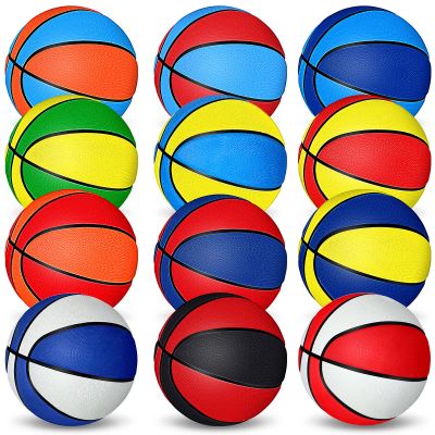 Wettarn 12 PCS Mini Basketballs Size 3 - Colorful 7 Inch Rubber Basketball Bulk with Pump for Mini Hoop, Indoor Outdoor Practice Game, Holiday Party (Multicolors)