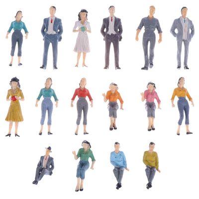LUOZZY 16Pcs Colorful Mini Figures Miniature People Figurines Tiny People Figurines for Mini Dollhouse (Random Style)