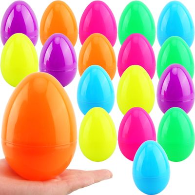 Haconba 18 Pack 5 Inch Jumbo Fillable Easter Eggs Large Plastic Giant Easter Eggs for Easter Decoration Surprise Egg Hunt Theme Party Supplies, 6 Colors