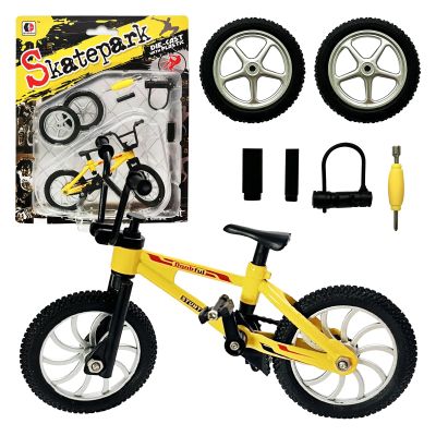 kidbeile Mini Finger Bike Toy Alloy Mountain Bicycle Model with Tools, Movable Parts, Gift for Kids & Collectors (Yellow)