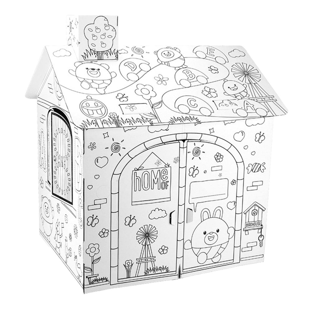 Menolana Cardboard Playhouse Decorate The Cardboard Fort for Games Indoor Party