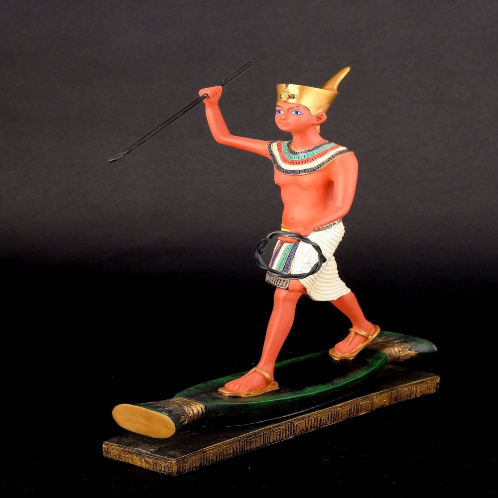 Amazing Egyptian Statue of King Tutankhamun Fisherman Hand Painted Replica Statue Made in Egypt.