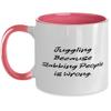 Nice Juggling Gifts, Juggling Because Stabbing People is Wrong, Fun Two Tone 11oz Mug For Friends From Friends, Juggling balls, Juggling set, Juggling props, Juggling equipment view 1