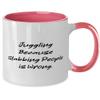 Nice Juggling Gifts, Juggling Because Stabbing People is Wrong, Fun Two Tone 11oz Mug For Friends From Friends, Juggling balls, Juggling set, Juggling props, Juggling equipment view 2
