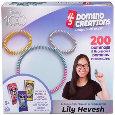Spin Master Games Disney 100th Anniversary H5 Domino Creations 200 Dominoes & Accessories Domino Artist Lily Hevesh, Disney Gifts Dominoes Set for Adults & Kids Ages 5+