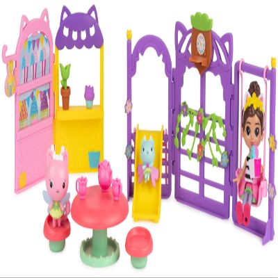 Gabbys Dollhouse, Kitty Fairy Garden Party, 18-Piece Playset with 3 Toy Figures, Surprise Toys & Dollhouse Accessories, Kids Toys for Girls & Boys 3+
