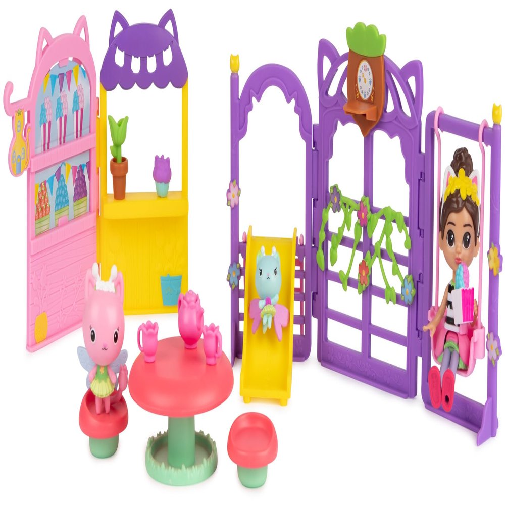 Gabbys Dollhouse, Kitty Fairy Garden Party, 18-Piece Playset with 3 Toy Figures, Surprise Toys & Dollhouse Accessories, Kids Toys for Girls & Boys 3+