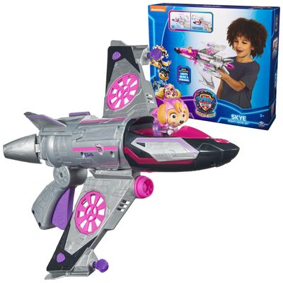 Paw Patrol: The Mighty Movie, Transforming Rescue Jet with Skye Mighty Pups Action Figure, Lights and Sounds, Kids Toys for Boys & Girls 3+
