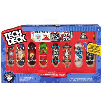 Tech Deck, 25th Anniversary 8-Pack Fingerboards with Exclusive Figure, Collectible and Customisable Mini Skateboards, Kids Toys for Ages 6 and up
