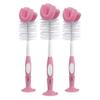 Dr. Brown's Reusable Sponge Baby Bottle Cleaning Brush Set with Suction Cup Stand, Scrubber and Nipple Cleaner, Pink, 3 Pack view 1