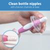 Dr. Brown's Reusable Sponge Baby Bottle Cleaning Brush Set with Suction Cup Stand, Scrubber and Nipple Cleaner, Pink, 3 Pack view 2