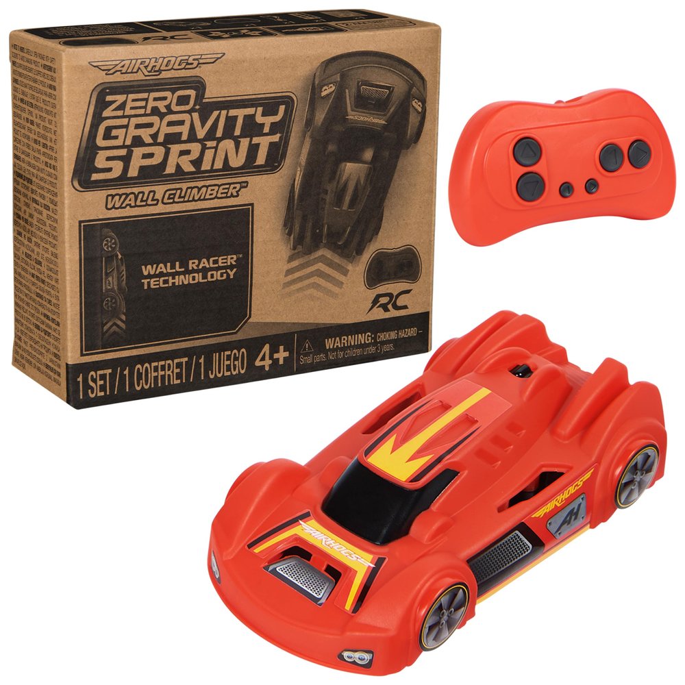 Air Hogs, Zero Gravity Sprint RC Car Wall Climber, Red USB Micro B Rechargeable Indoor Wall Racer, Over 5-Inches Long, Toys for Kids Ages 4 and up