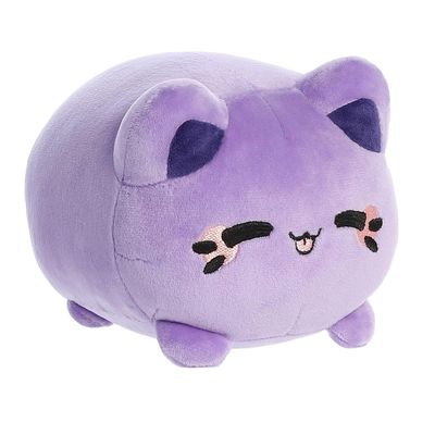 Aurora Enchanting Tasty Peach Ube Purple Yam Meowchi Stuffed Animal - Bright & Colorful Design - Showpiece Plush - 7 Inches