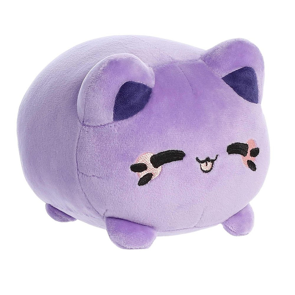 Aurora Enchanting Tasty Peach Ube Purple Yam Meowchi Stuffed Animal - Bright & Colorful Design - Showpiece Plush - 7 Inches