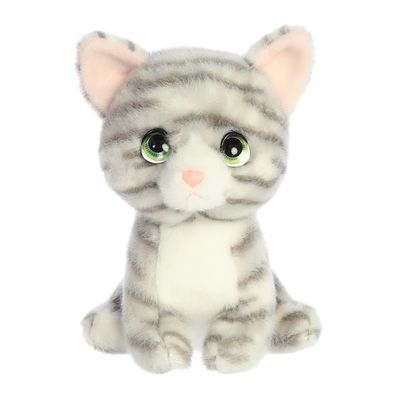 Aurora Expressive Petites Misty Grey Tabby Stuffed Animal - Emotional Connection - Loving Companions - 7 Inches