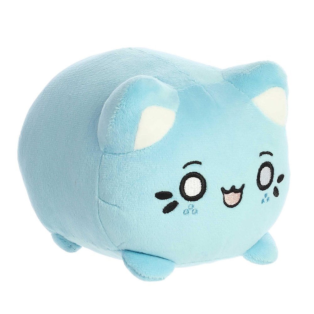 Aurora Enchanting Tasty Peach Marble Soda Meowchi Stuffed Animal - Bright & Colorful Design - Showpiece Plush - Blue 7 Inches