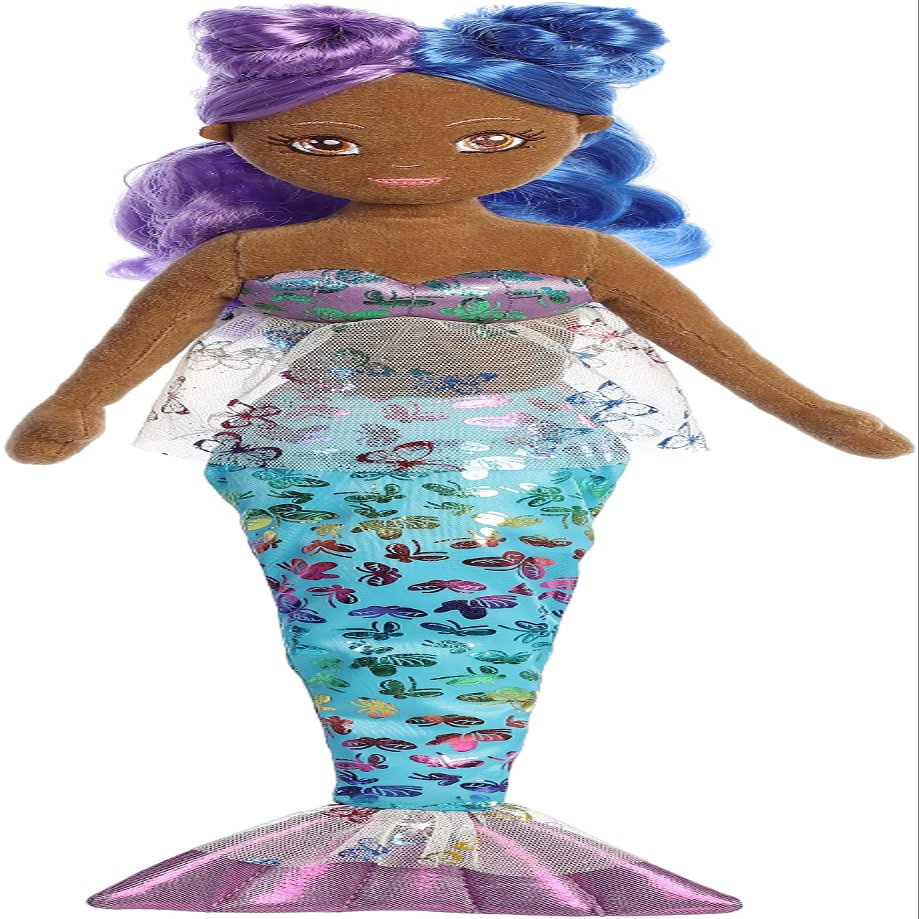 Aurora Enchanting Sea Sparkles Flutter Fashion Sparkles Aurelia Stuffed Doll - Imaginative Play with Magical Companions - Perfect for Kid's Birthdays and Celebrations - Blue 17 Inches