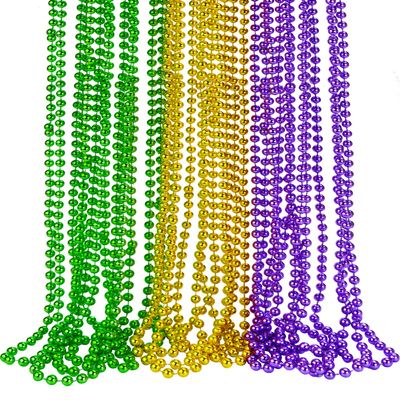 ABONDEVER Mardi Gras Beads Necklace 15PCS Green Purple Gold Mardi Gras Accessories Beaded Necklaces Bulk for Mardi Gras Decorations Parade Throws Party Favor