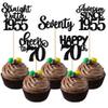 30 Pack 70th Birthday Cupcake Toppers Glitter Straight Outta 1955 Happy 70th Seventy Awesome Since 1955 Cupcake Picks 70 Fabulous Cake Decorations for Birthday Wedding Anniversary Party Gold view 1