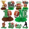 10Pcs Football 1st Birthday Decorations Honeycomb Centerpiece for Boys, First Year Down Football Theme Table Centerpiece Party Supplies, Sports Football One Year Old Birthday Table Topper Sign Decor view 1
