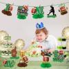 10Pcs Football 1st Birthday Decorations Honeycomb Centerpiece for Boys, First Year Down Football Theme Table Centerpiece Party Supplies, Sports Football One Year Old Birthday Table Topper Sign Decor view 3