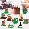 10Pcs Football 1st Birthday Decorations Honeycomb Centerpiece for Boys, First Year Down Football Theme Table Centerpiece Party Supplies, Sports Football One Year Old Birthday Table Topper Sign Decor view 4