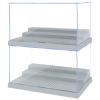 2 Pack Display Case for Minifigure Action Figures Blocks, Acrylic Minifigure Display Case Box Storage with 3 Movable Steps Gift for Kids Adults (Grey) view 1
