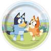 Bluey Birthday Party Supplies Bundle includes 16 Dessert Cake Plates, 16 Napkins, 1 Table Cover, 1 Happy Birthday Banner, 1 Dinosaur Sticker Sheet (Bundle for 16) view 2