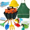 Kidz Gardening Set -Real Metal Gardening Tools Kit for Childrenz Includes Sturdy Shovel,Rake,Fork,Trowel,Kidz Garden Kit with Sun Hat,Apron,Gloves,Tote Bag,Sprayer and Bucket,Outdoor Gardening Gifts view 1