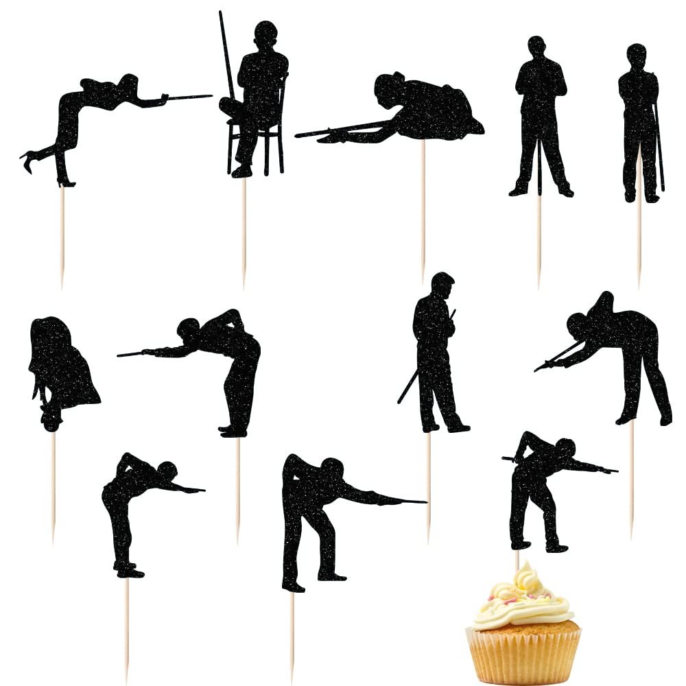 12-piece set Billiard ball Cupcake Toppers Sport Theme Party Supplies