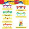 Fowecelt 12 Pcs DIY Building Bricks Glasses Building Blocks Games for Kids Birthday Party Favors Supplies, Boys Girls Carnival Party Games Decor view 3