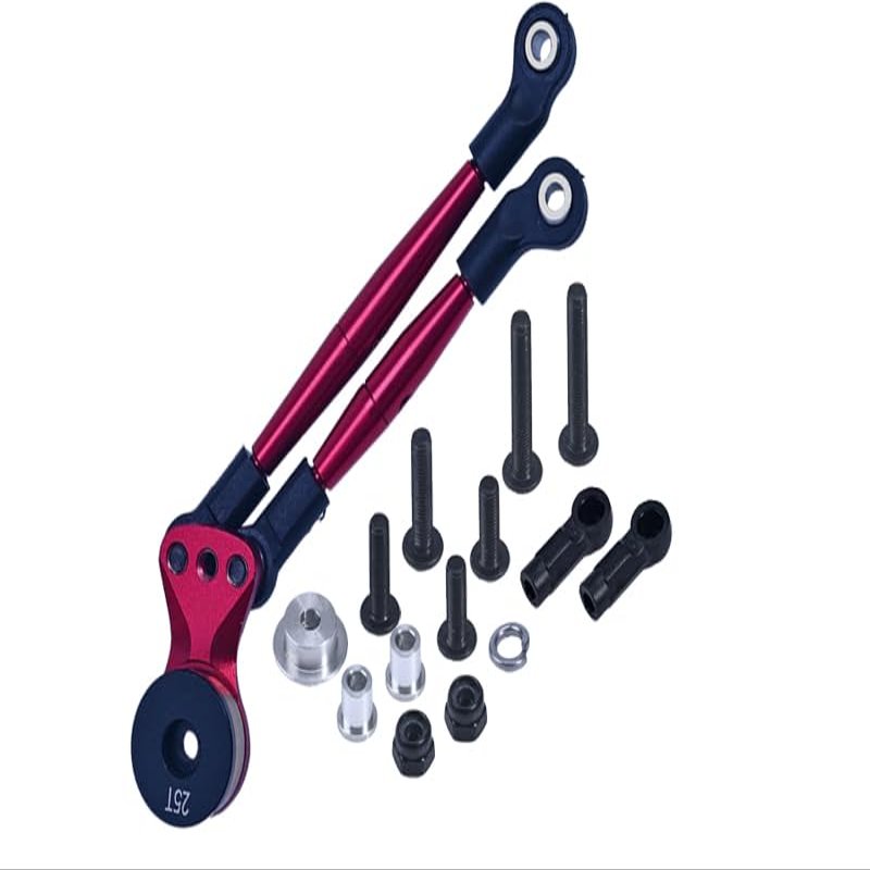 Aluminum Hi-Torque Servo Saver 25T with Aluminum Tie Rod for Tamiya 1/12 RC Lunch Box - Red