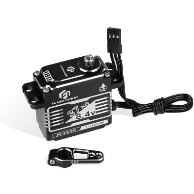 37KG Brushless Servo, 8.4V High Torque Servo, IP67 Waterproof RC Crwaler Servo Compatible with Sanwa SSR/ NB4/ Futaba for 1/8 1/10 Scale RC Crawler Cars, Trucks or Robotic Parts(180)